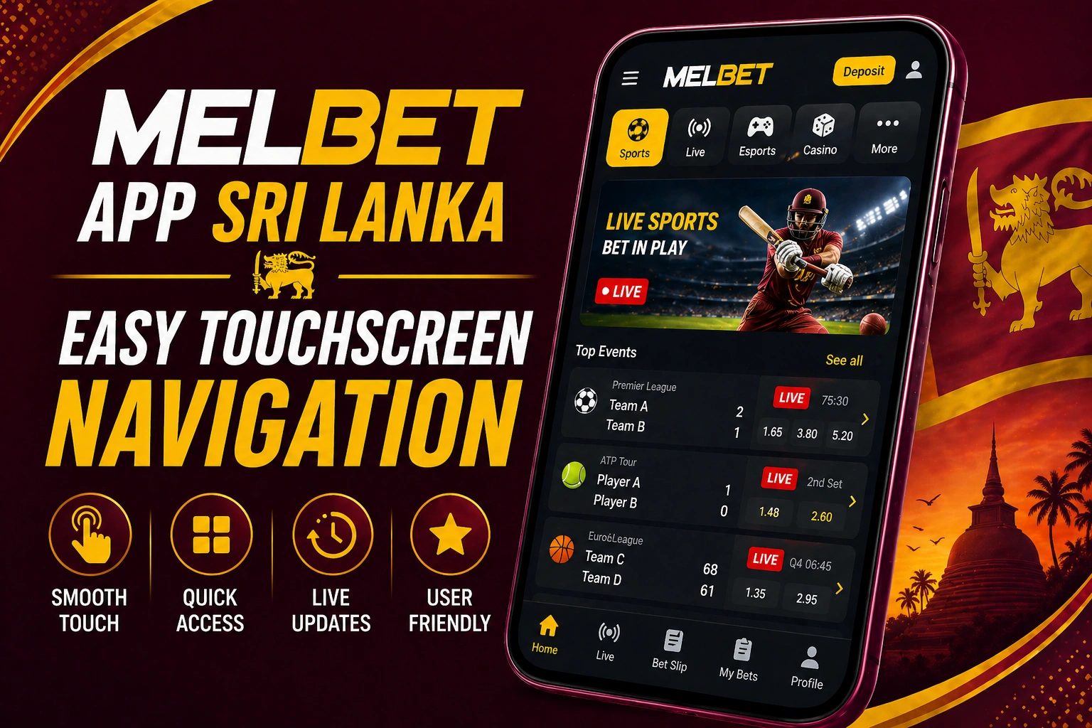 Melbet App Sri Lanka Easy Touchscreen Navigation
